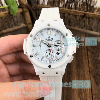 Copy Hublot Big Bang White Dial Polished All Ceramic Case Watch